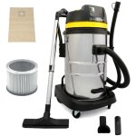 Monster shop - maxblast aspirateur industriel de 60 litres 1400w en acier inoxydable et accessoires, ...