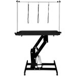 Table toilettage hydraulique - cadre acier noir robuste & plateau antid�rapant noir 106 x 61cm - hauteur ...