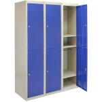 Monstershop lot de 3 casiers de rangement en mtal  2 portes en acier verrouillable bleu et gris ecole ...