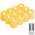 Monzana 12x bougie led  piles avec tlcommande fausse flamme fixe ou vacillante minuteur dcoration ...