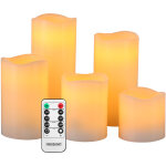 Monzana 5x bougie led en cire  piles diffrentes tailles avec tlcommande fausse flamme fixe ou vacillante ...