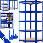 Monzana ? �tag�re d'angle 180x70x40cm ? 5 niveaux ? charge max 875 kg ? acier galvanis� ? plateaux mdf ...