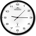 Horloge murale radio pilote  quartz silencieuse noire  31cm avec trotteuse changement d'heure automatique ...