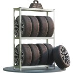 Tag�re � pneus 3 niveaux max. 795kg support pour 8 roues stockage rangement garage 180x120x40cm rayonnage ...