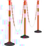 Mophorn lot de 3 poteaux de signalisation 87, 1 cm, balises de d�limitation avec base lest�e, bandes ...