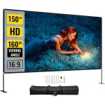 Ecran de projection avec support 150' 381 cm toile de projection sur pied hd 16:9 336x190 cm ecran de ...