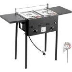 Mophorn friteuse � gaz propane double cuve 9lx2, appareil de cuisson en acier inoxydable avec plateforme ...