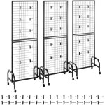 Mophorn grille d?exposition sur pied 3 pi�ces 60x164 cm, panneaux en acier carbone, pr�sentoir mobile ...