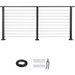 Mophorn kit de garde - corps � c�ble 198 cm, rampe de balcon en acier inoxydable noir mat, poteaux de ...