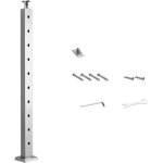 Mophorn poteau de garde - corps, 91, 4 x 2, 5 x 5 cm, poteau pour rampe d'escalier  cble, trous horizontaux ...