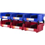Mophorn - vevor bac a bec plastique 6 boites rangement empilables atelier 276x279x128 mm bleu / rouge ...