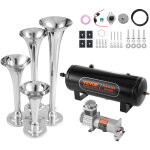 Mophorn - vevor kit de klaxon 4 trompettes 150 db klaxon de voiture avec compresseur deair 110 - 160 ...