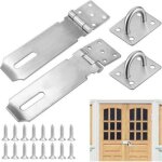 Moraillon de porte cadenas, 2pcs fermoir de loquet porte exterieur, 5 pouces acier inoxydable moraillon ...