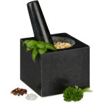 Mortier carr� en granit avec pilon, robuste, �pices, herbes, d. 250ml, 9, 5x11x11 cm mortier pierre polie, ...