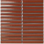 Mosaque de grs crame kitkat 14, 5x2cm - mosaque rectangle 14, 5x2 cm terra red - brillant - bote ...