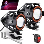 Moto led fog lights u7 spotlight lumi�res de jour avec yeux d'ange halo bague et interrupteur 2 - sets, ...