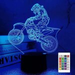 Moto motocross 3d illusion veilleuse jouets, d�cor de maison led lampe de chevet table, tactile & t�l�commande ...