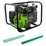 Vito - motopompe thermique 105 cm3 4t 3cv innondations kit complet + 2x10m de tuyau 1. 5' 43cm
