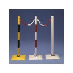Potelet m�tal rouge et blanc sur socle carr� rabattable ht 90 cm