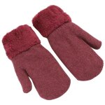 Moufles d'hiver pour femmes, gants tricot�s chauds doubl�s en polaire, gants en laine double tricot�s ...