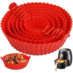 Moule pour air fryer, 6 pi�ces silicone air fryer mould, panier r�utilisable air fryer, panier silicone ...