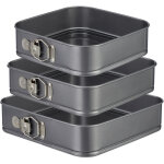 Moule  gteaux  charnire rglable carr, set 3, antiadhsif, moule  manqu dmontable, 24, 26 & 28 ...