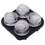 Moule a glace � rose 4 cavit�s, fleur grand bac � gla�ons en silicone avec couvercle, moule diy pour ...