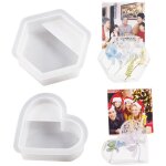 Moule resine epoxy en forme de c?ur r�sine moule en silicone, moules hexagone en r�sine pour la pr�servation ...