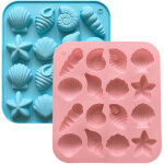 Moule en silicone 3d pour animaux marins, coquillage et �toile de mer, pour g�teaux, bonbons et gel�e ...