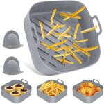 Moule silicone air fryer, 20 cm panier � friteuse carr� panier en silicone r�utilisable air fryer liner ...