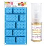 Moule en silicone briques + poudre alimentaire iris�e dor�e