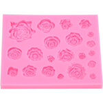 Moule en silicone en forme de rose pour d�corer chocolat, fondant et p�te � modeler.