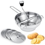 Moulin � aliments, broyeur � aliments en acier inoxydable avec 3 couches de tamis, passeur pour passer ...