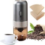 Moulin � caf� �lectrique compact portable avec 100 filtres silo 25g tasse 200ml maison bureau voyage
