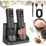 Moulin � sel et poivre �lectrique 100 ml, 5 niveaux de mouture r�glables (noir)