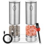 Moulins � sel et � poivre �lectriques, set de 2, m�canisme de broyage en c�ramique r�glable en continu ...