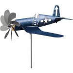 Moulin � vent avion bleu, girouette m�tal jardin ext�rieur, airplane spinner, balcons / porches / patios ...