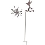 Moulin � vent colibri m�tal, sculpture �olienne, girouette jardin ext�rieur, pelouse / cour / patio