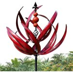 Moulin � vent en m�tal de lotus avec piquet pour cour, pelouse et jardin - �olienne d�corative