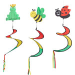 Moulin � vent en spirale, set de 3, motif animaux, jardin et balcon, multicolore - relaxdays