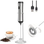 Mousseur  lait electrique, mlangeur de mousseur lait, puissant 10000 - 14000 tr / min, avec support ...