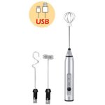 Mousseur � lait �lectrique portable, fouet m�langeur � mousse avec usb rechargeable 3 vitesses, m�langeur ...