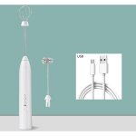 Mousseur  lait lectrique usb accessoire en acier inoxydable (blanc)