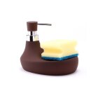 Distributeur de savon & porte eponge c�ramique marbella chocolat msv