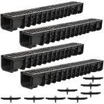 Mucola - 4m kit de caniveau de drainage grille en fonte grillagée caniveau fendu b125 Mucola - 4m kit de caniveau de drainage grille en fonte grillagée caniveau fendu b125
