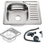 Mucola - 58cm acier inoxydable, �vier � encastrer carr� + �gouttoir, �vier cuisine , plonge, bac d'�vier ...