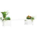 Mucola - banc de jardin banc en bois blanc 2en1 bac  fleurs 2 bacs  fleurs bois mobilier de jardin