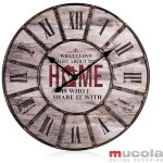 Horloge murale xxl design dco murale grande horloge de cuisine analogique vintage mtal bois marron