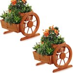 Mucola - jardinire avec roues wagon creux fleur dcoration de jardin en bois, bote en bois