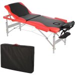 Mucola - table de massage 3 zones en aluminium noir / rouge avec sac, canap, banc de massage